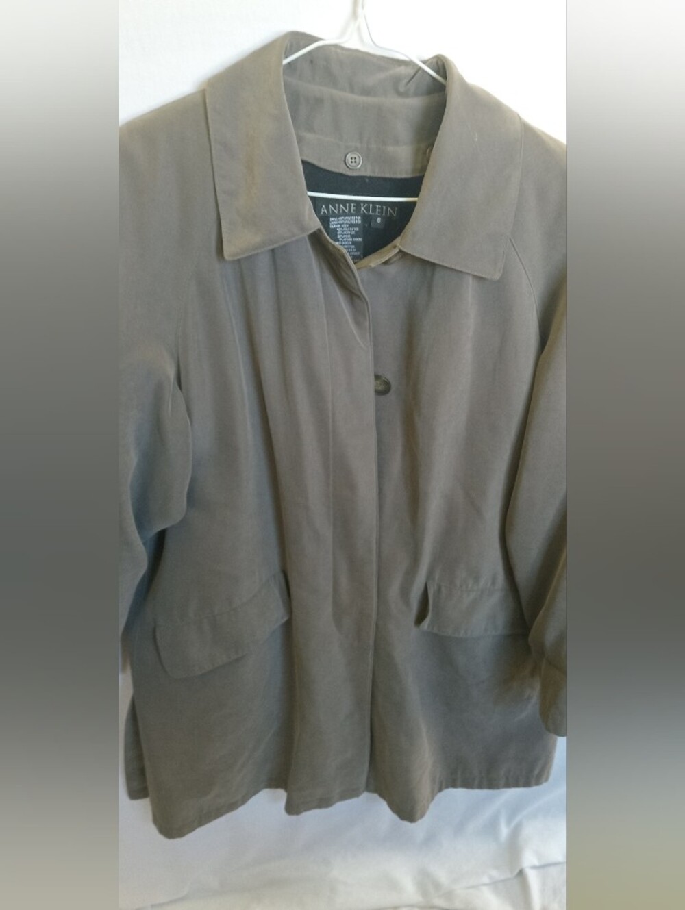 Anne Klein Taupe Button-Front Trench Coat